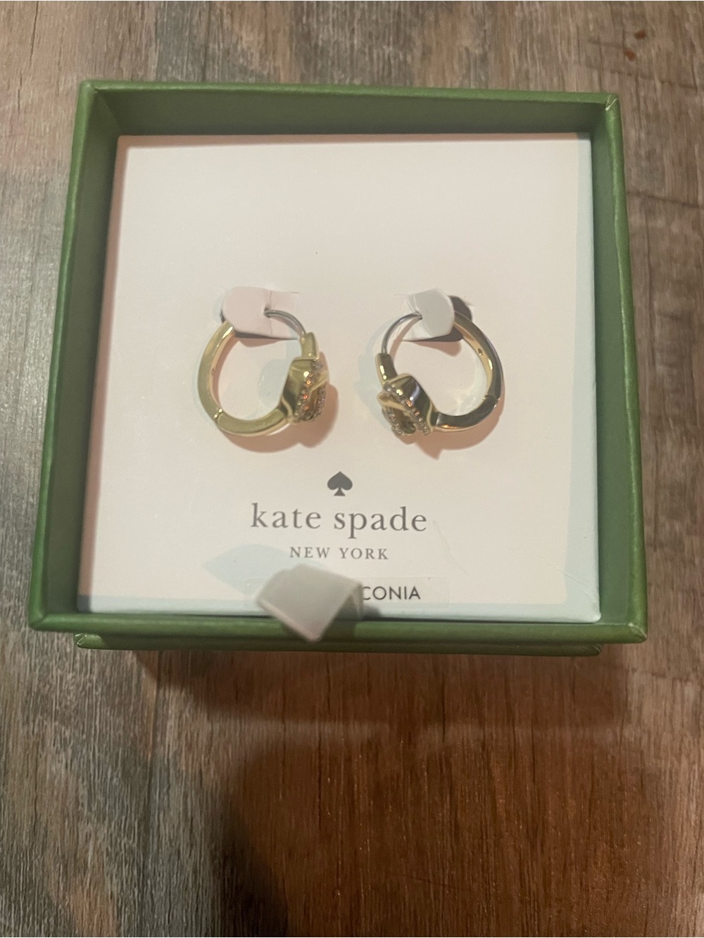 kate spade gold-tone spade charm mini hoop earrings